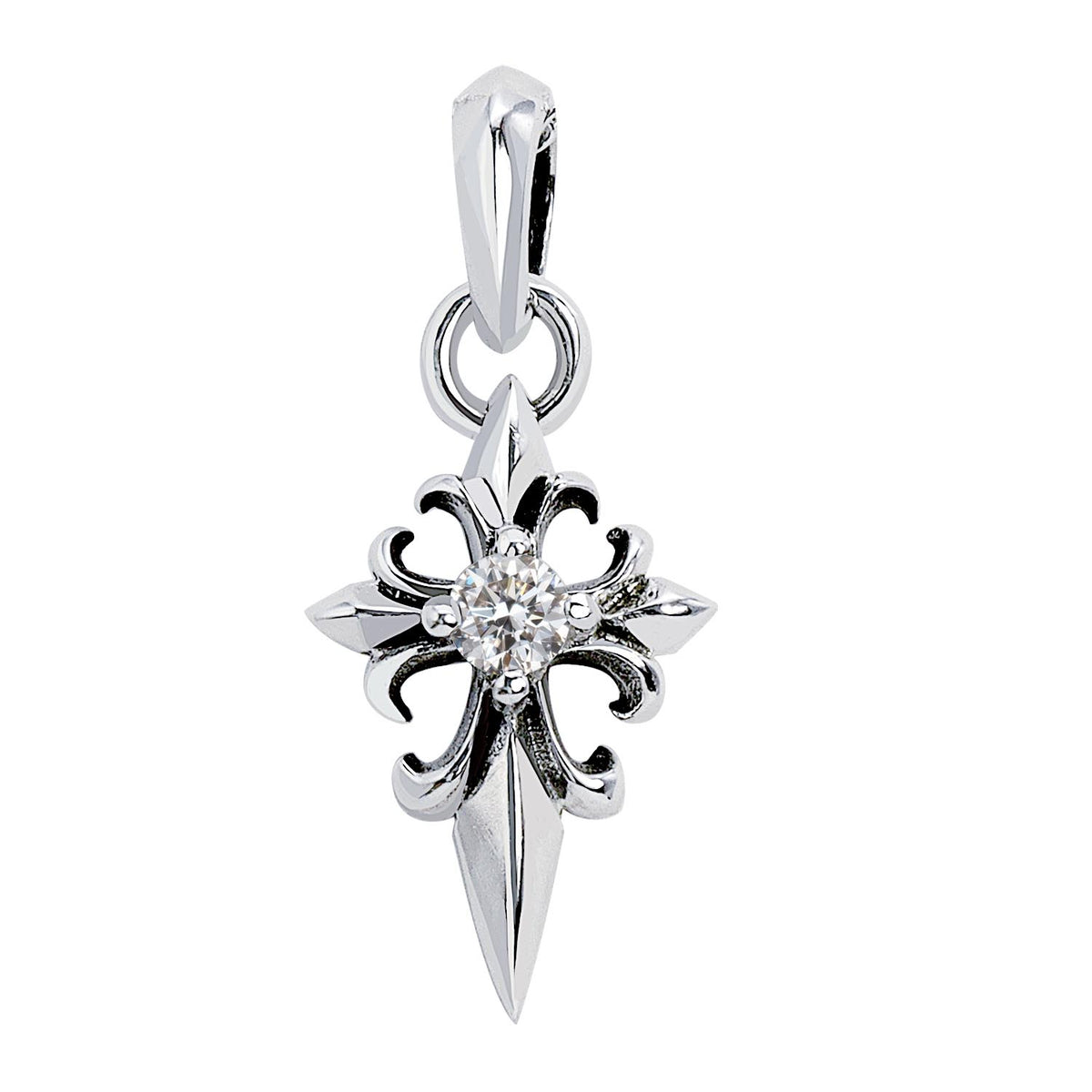 シルバー925 ルビー ジルコニア ペンダント ペンダントトップ ネックレス クロス キュービックジルコニア