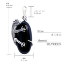 ペンダントトップ ネックレス アニマル トカゲ オニキス メンズ レディース ユニセックス シルバー925 sp01-0035