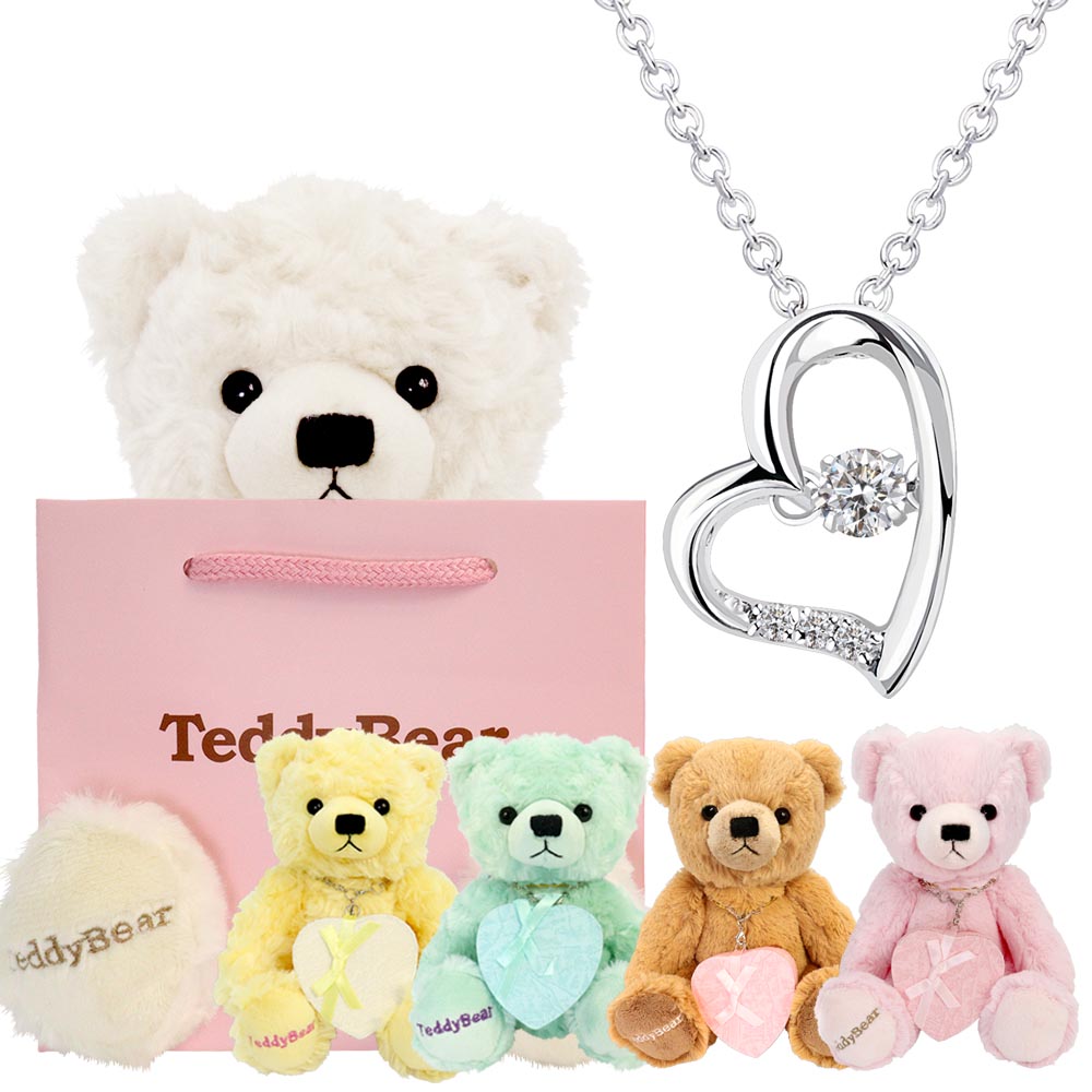 ダンシングストーン ハート ネックレス レディース テディベア ぬいぐるみ