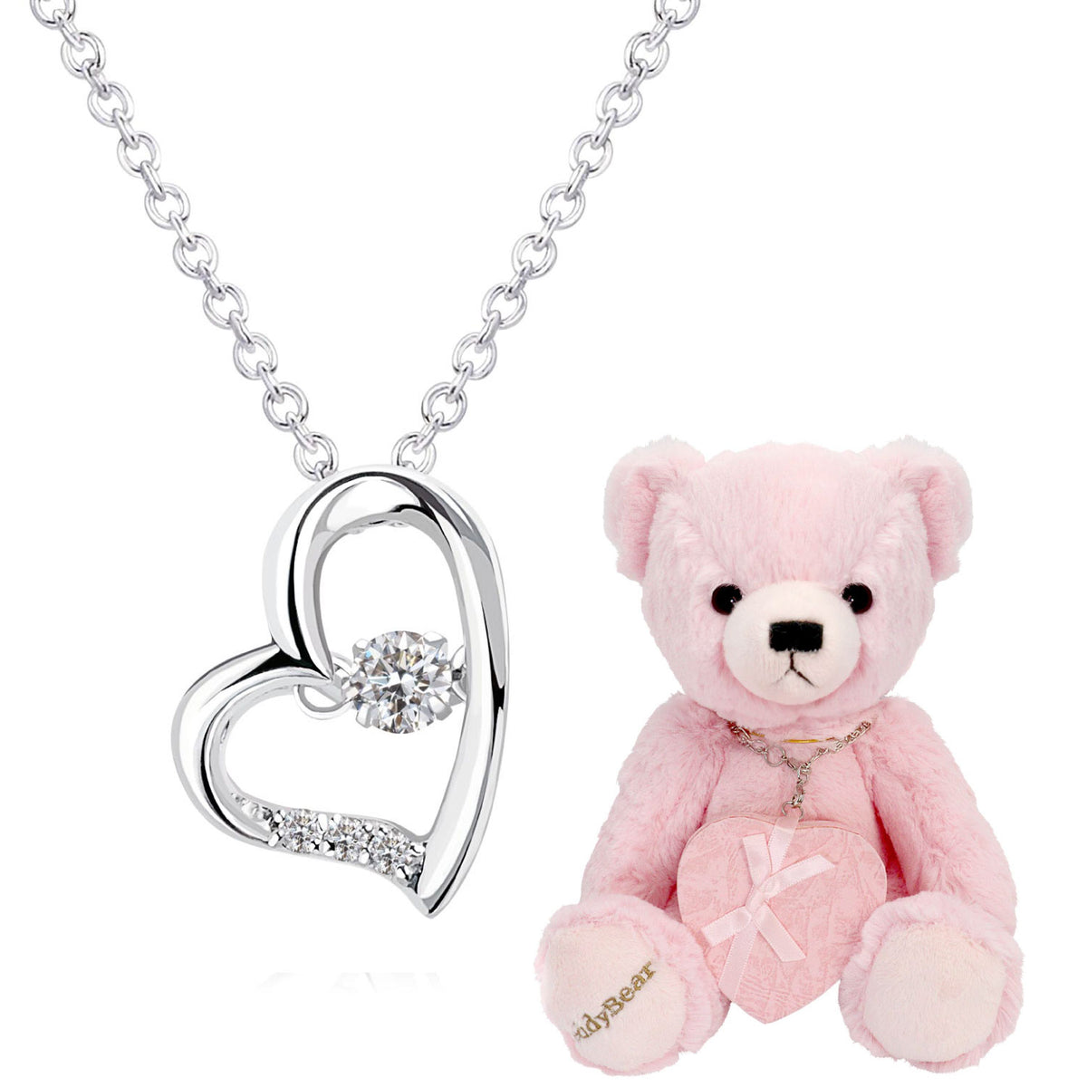 ダンシングストーン ハート ネックレス レディース テディベア