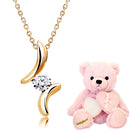 ネックレス レディース テディベア キュービックジルコニア CZ 1粒 ドロップ sp2361-tdt-01