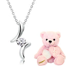 ネックレス レディース テディベア キュービックジルコニア CZ 1粒 ドロップ sp2361-tdt-01
