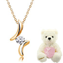 ネックレス レディース テディベア キュービックジルコニア CZ 1粒 ドロップ sp2361-tdt-01