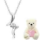 ネックレス レディース テディベア キュービックジルコニア CZ 1粒 ドロップ sp2361-tdt-01