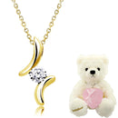 ネックレス レディース テディベア キュービックジルコニア CZ 1粒 ドロップ sp2361-tdt-01
