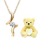 ネックレス レディース テディベア キュービックジルコニア CZ 1粒 ドロップ sp2361-tdt-01