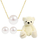 ネックレス レディース 一粒 あこや真珠 スタッド ピアス セット テディベア ギフトセット 誕生日 女性  sp56-0006-tdt-01