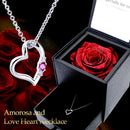 プリザーブドフラワー ローズ ネックレス レディース オープン ハート ギフトセット ダイヤ 誕生石