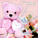ブレスレット レディース 1粒 誕生石  ダイヤモンド テディベア ぬいぐるみ 付