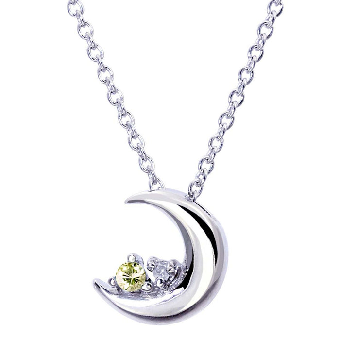誕生石クレセントムーンネックレス