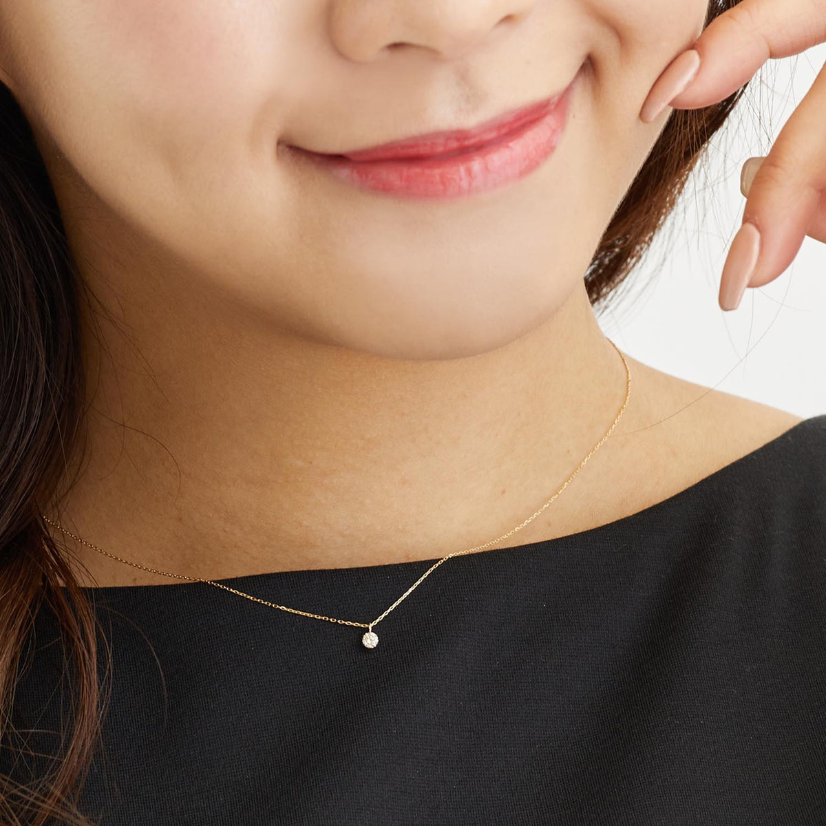 一粒 ダイヤモンド 0.1ct ネックレス レディース K18 ゴールド