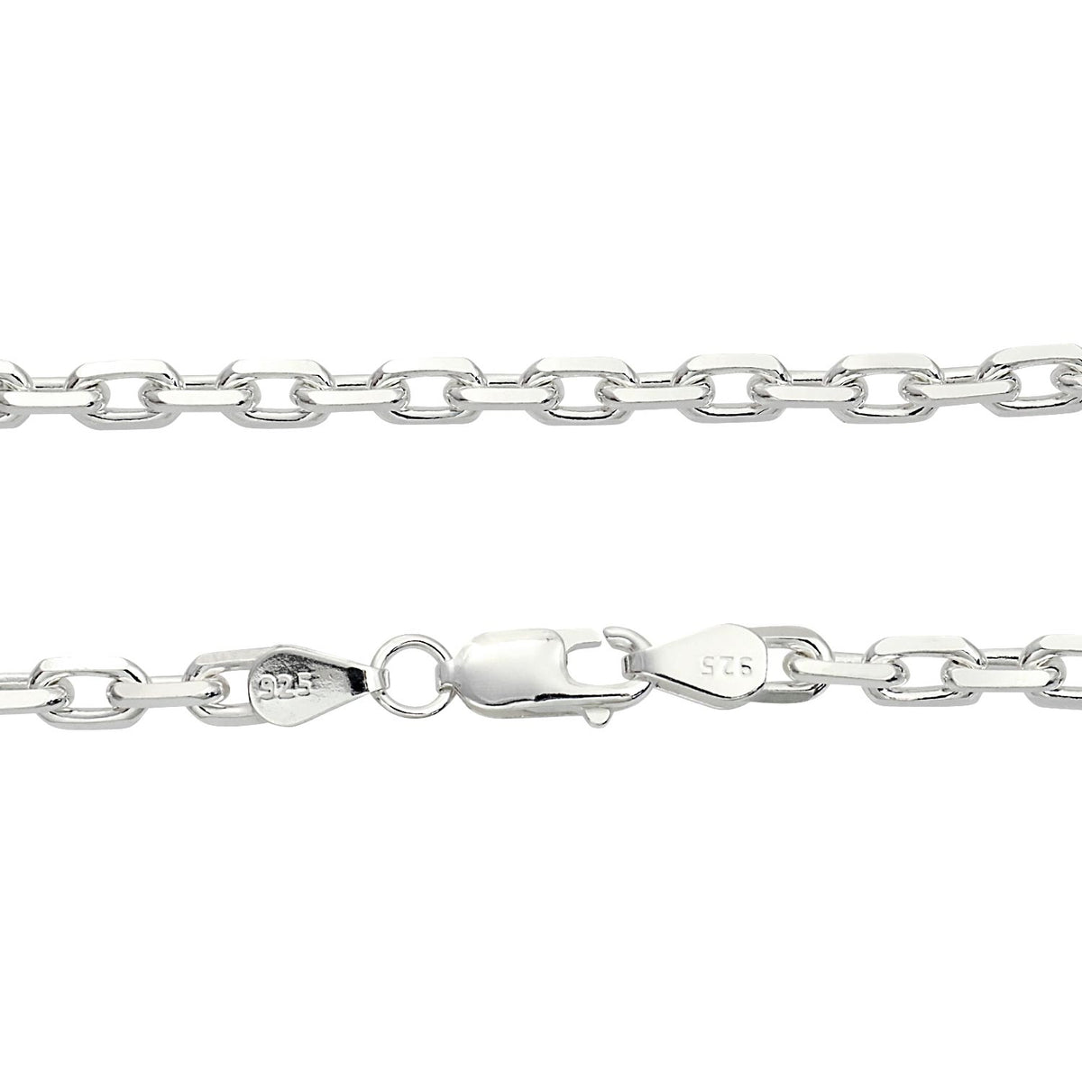 アクセサリー sssss あずき 4面カット チェーン ネックレス シルバー sv 925 幅 4.8mm