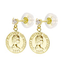 18金ピアス ゴールド K18 エリザベス コイン ダイヤモンド 計 0.08ct se56-0003