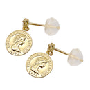 18金ピアス ゴールド K18 エリザベス コイン ダイヤモンド 計 0.08ct se56-0003