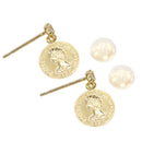 18金ピアス ゴールド K18 エリザベス コイン ダイヤモンド 計 0.08ct se56-0003