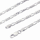 シルバー チェーン ネックレス フィガロ2面チェーン 幅3.4mm 長さ 40/45/50/55/60cm sfg100