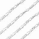 シルバー チェーン ネックレス フィガロ2面チェーン 幅3.4mm 長さ 40/45/50/55/60cm sfg100