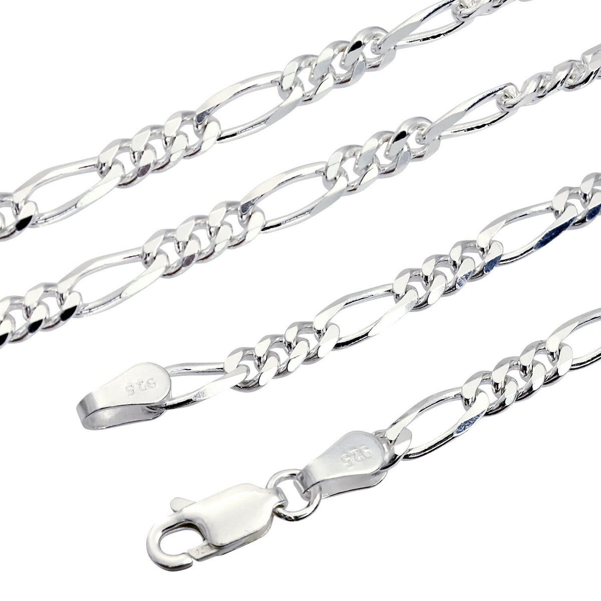 Maglne SILVER925 6面カットフィガロチェーンネックレス 60cm ネックレス メンズシルバー925 フィガロ チェーン 60cm 5.1mm