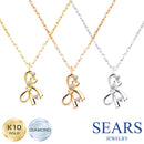 ネックレス リボン レディース K10 ゴールド WG YG PG ダイヤモンド 0.01ct sp51-0004