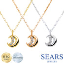 ネックレス ムーン 月 レディース K10 ゴールド WG YG PG ダイヤモンド 0.01ct sp51-0005