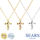 ネックレス クロス 十字架 ハート レディース K10 ゴールド WG YG PG ダイヤモンド 0.02ct sp51-0006