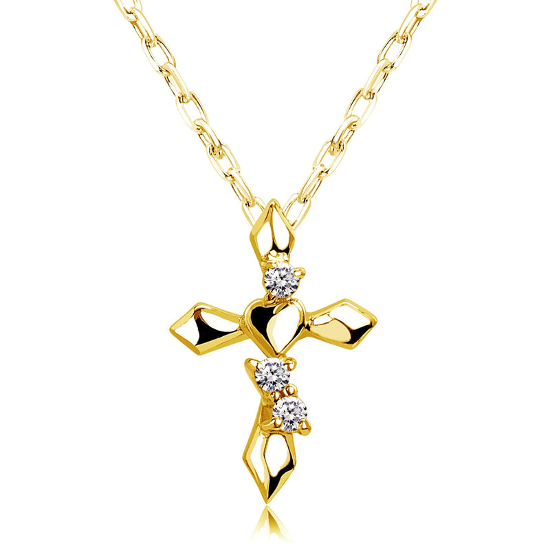 ネックレス クロス 十字架 ハート レディース K10 ゴールド WG YG PG ダイヤモンド 0.02ct sp51-0006