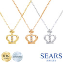 ネックレス クラウン 王冠 レディース K10 ゴールド WG YG PG ダイヤモンド 0.02ct sp51-0007